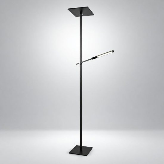 Fabas lampada da terra per soggiorno ideal nera led 40w 3000k con braccio orientabile