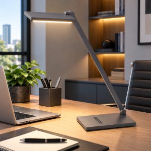 Fabas zermatt lampada da scrivania grigio titanio led 10w cct 3000k 3500k 4000k