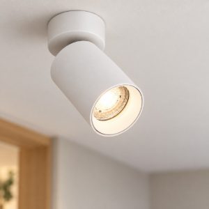 Faretto da soffitto orientabile per cucina moderno cilindro bianco 5,7x13cm