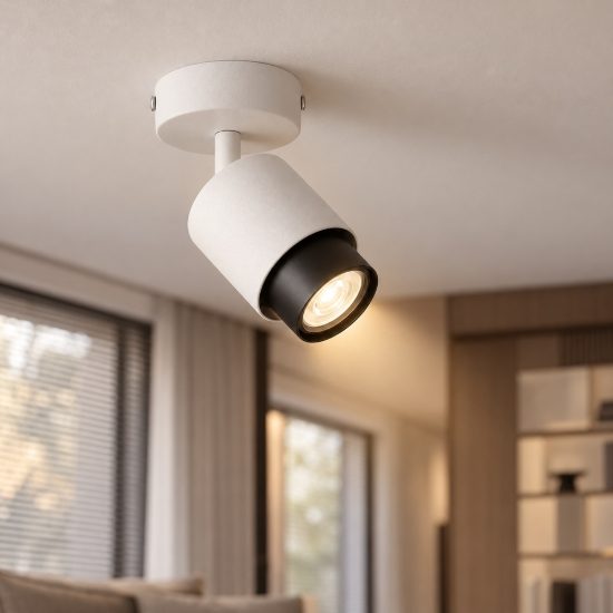 Faretto da soffitto orientabile moderno cilindro bianco per ingresso