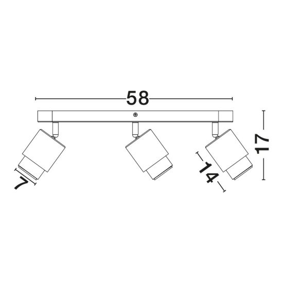 Plafoniera con faretti 3 luci orientabili 58cm cilindri bianca