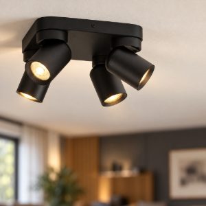 Plafoniera con faretti orientabili per cucina moderna nera