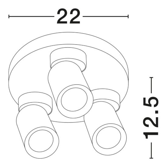 Plafoniera con 3 faretti orientabili moderna per camera da letto bianca