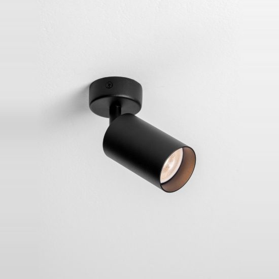 Faretto per cucina moderno cilindro nero da soffitto orientabile 6x15,5cm