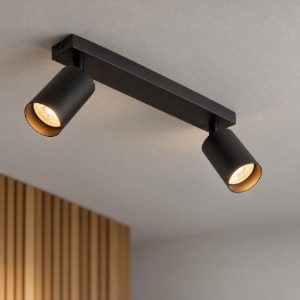 Plafoniera con faretti per camera da letto moderna cilindri nero