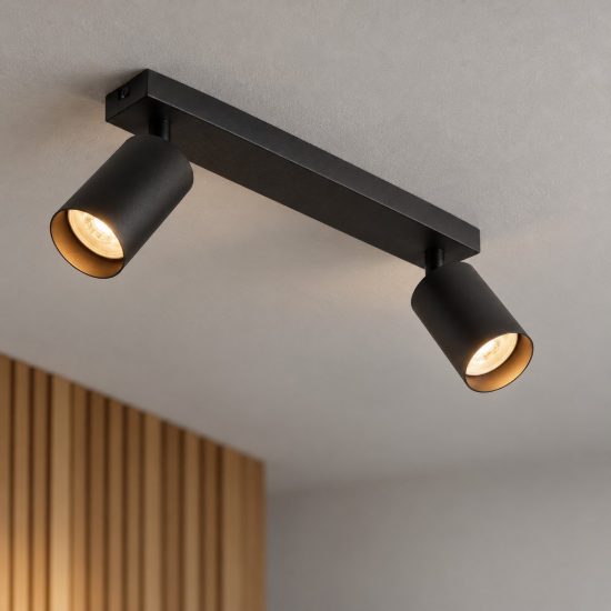 Plafoniera con faretti per camera da letto moderna cilindri nero
