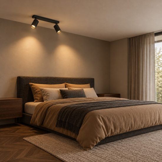 Plafoniera con faretti per camera da letto moderna cilindri nero