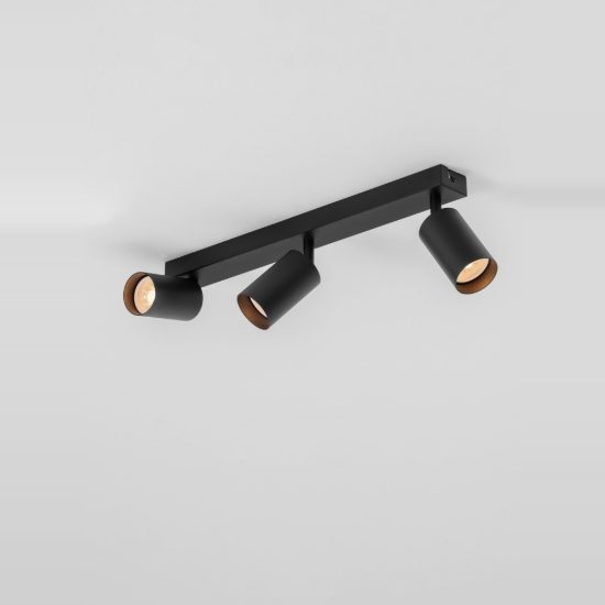 Plafoniera con 3 faretti da soffitto luci orientabili nero per cabina armadio