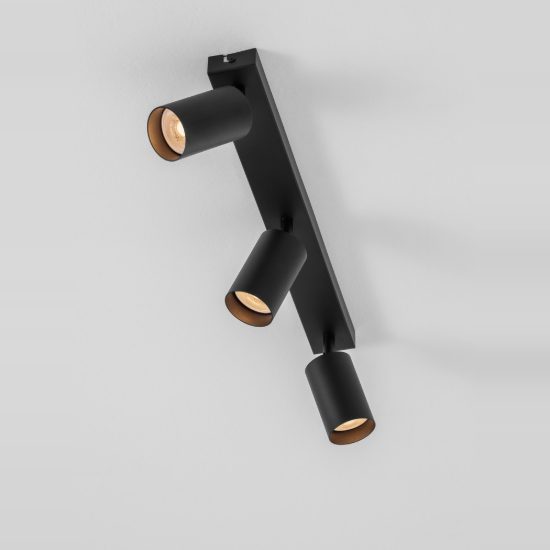 Plafoniera con 3 faretti da soffitto luci orientabili nero per cabina armadio