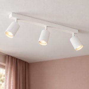 Plafoniera con 3 faretti orientabili da soffitto 45cm moderna cilindri colore bianco