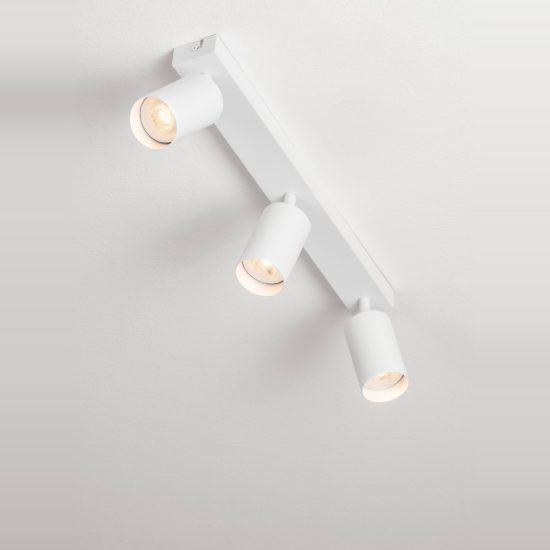 Plafoniera con 3 faretti orientabili da soffitto 45cm moderna cilindri colore bianco