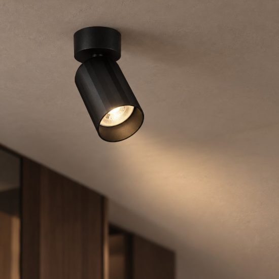 Faretto per cucina moderno cilindro nero da soffitto orientabile