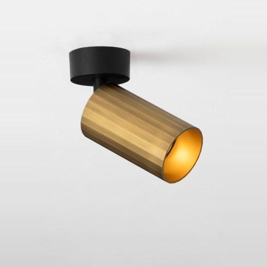 Faretto da soffitto orientabile per corridoio moderno cilindro nero e oro