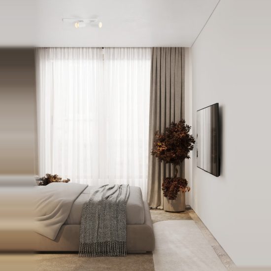 Plafoniera con faretti orientabili per camera da letto moderna bianca