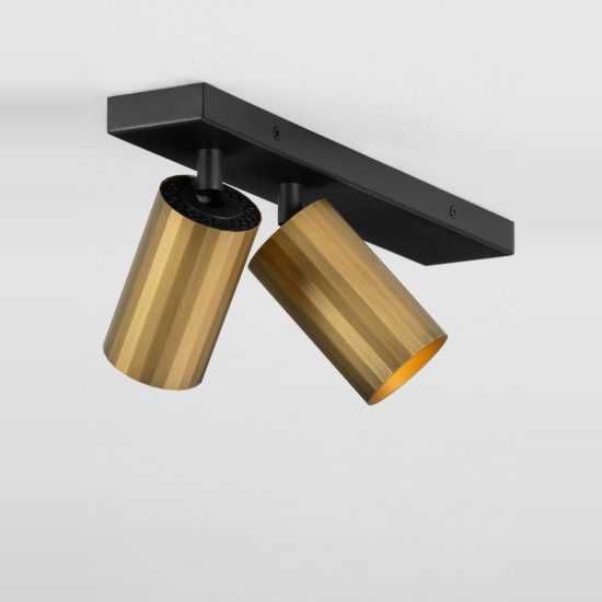 Plafoniera con faretti 35cm cilindrica moderna nero e oro