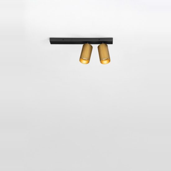 Plafoniera con faretti 35cm cilindrica moderna nero e oro