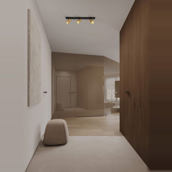 Plafoniera con faretti 60cm cilindro moderna nero e oro