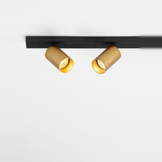 Plafoniera con faretti 60cm cilindro moderna nero e oro