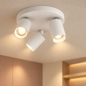 Plafoniera con 3 faretti orientabili cilindri colore bianco