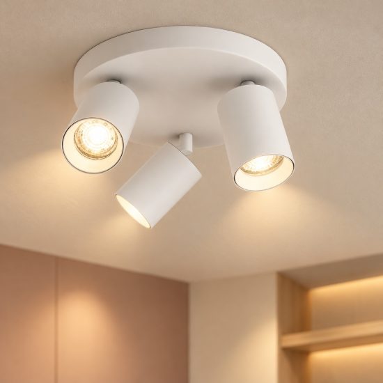 Plafoniera con 3 faretti orientabili cilindri colore bianco