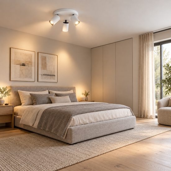 Plafoniera con 3 faretti orientabili cilindri colore bianco