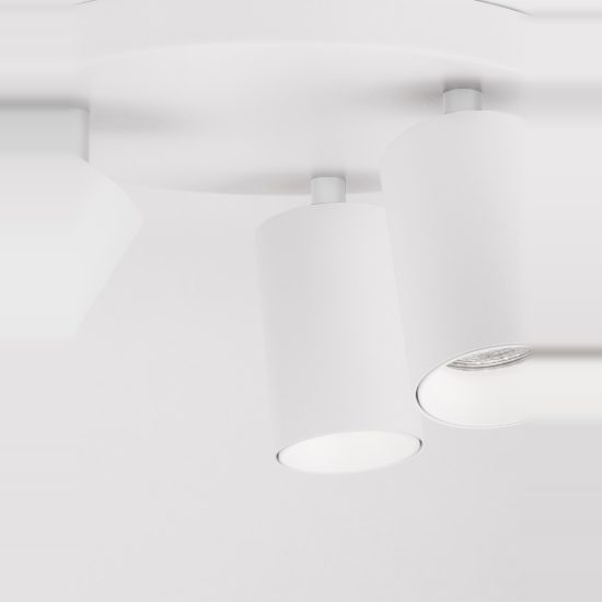 Plafoniera con 3 faretti orientabili cilindri colore bianco