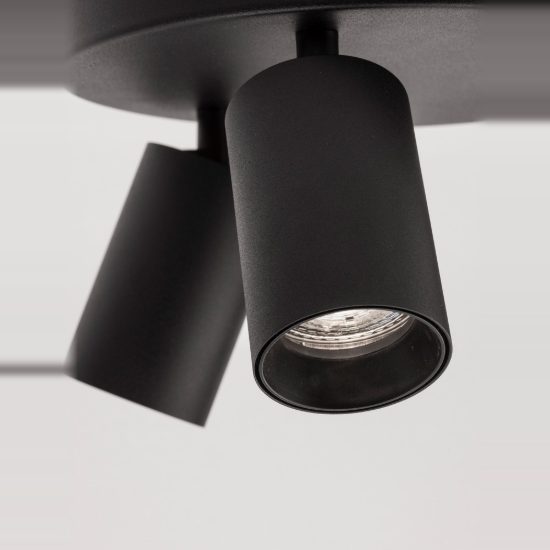 Plafoniera con 3 faretti orientabili da soffitto nera per cabina armadio