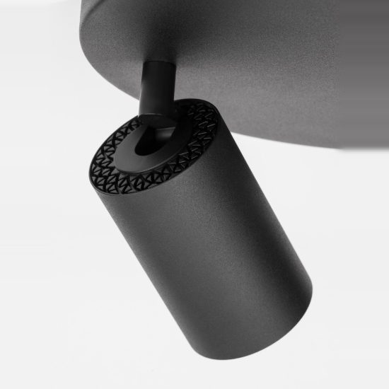 Plafoniera con 3 faretti orientabili da soffitto nera per cabina armadio