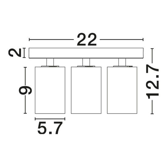 Plafoniera con 3 faretti orientabili da soffitto nera per cabina armadio