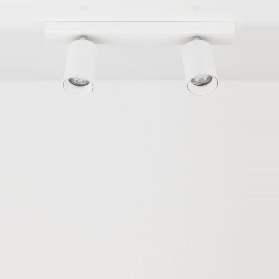 Plafoniera con 2 faretti 35cm cilindri bianchi orientabili per disimpegno