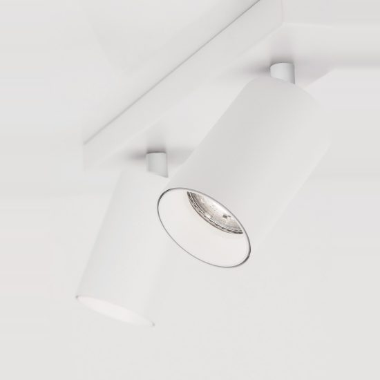 Plafoniera con 2 faretti 35cm cilindri bianchi orientabili per disimpegno