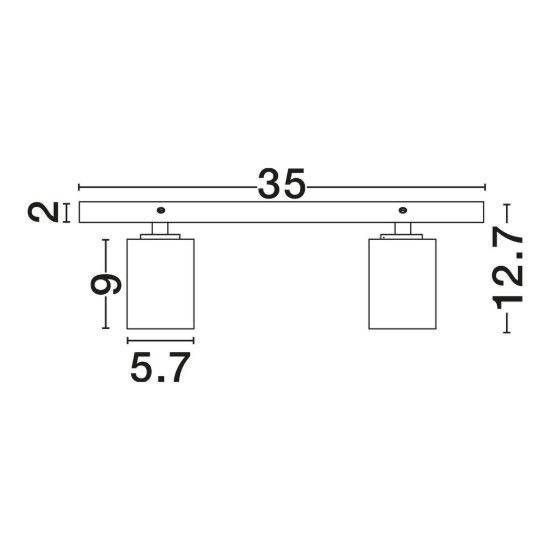 Plafoniera con 2 faretti 35cm cilindri bianchi orientabili per disimpegno