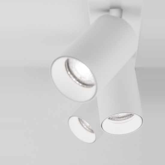 Plafoniera con 3 faretti per cucina  55cm cilindri orientabili bianca