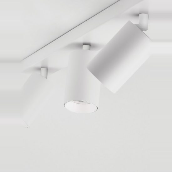Plafoniera con 3 faretti per cucina  55cm cilindri orientabili bianca