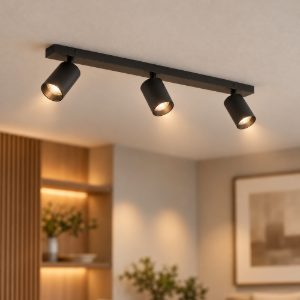 Plafoniera con faretti cilindri orientabili da soffitto nero 55cm