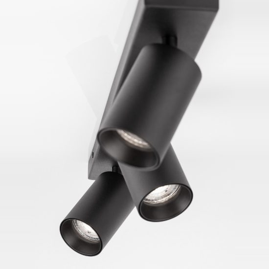 Plafoniera con faretti cilindri orientabili da soffitto nero 55cm