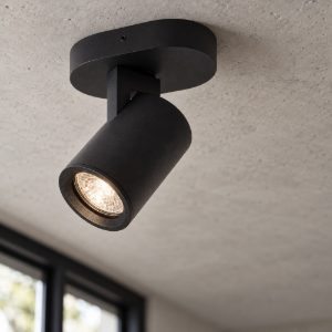 Faretto per cucina moderno cilindro nero da soffitto orientabile