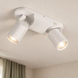 Plafoniera con 2 luci moderna con faretti orientabili bianca per cucina