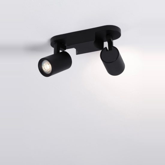 Plafoniera con faretti orientabili moderna nera per cucina 2 luci