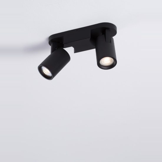 Plafoniera con faretti orientabili moderna nera per cucina 2 luci