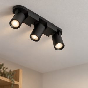 Plafoniera con faretti orientabili nera 35cm 3 luci gu10