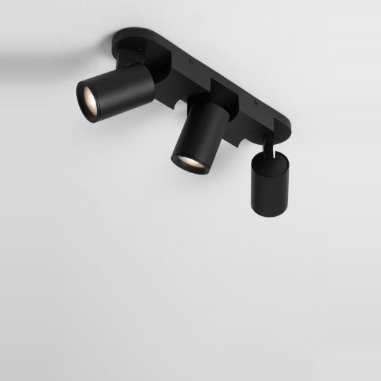 Plafoniera con faretti orientabili nera 35cm 3 luci gu10