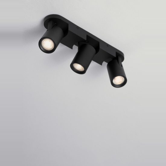 Plafoniera con faretti orientabili nera 35cm 3 luci gu10