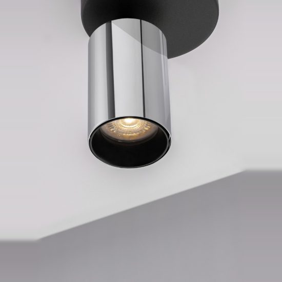 Faretto orientabile da soffitto per cucina moderno cilindro nero e cromo