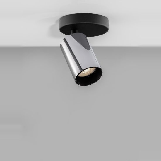 Faretto orientabile da soffitto per cucina moderno cilindro nero e cromo