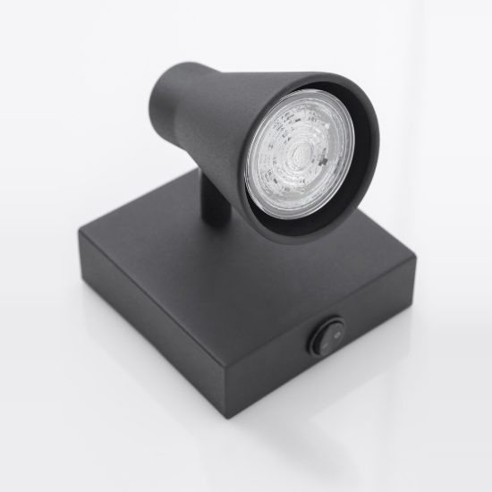 Applique con faretto moderno per disimpegno forma cono nero orientabile