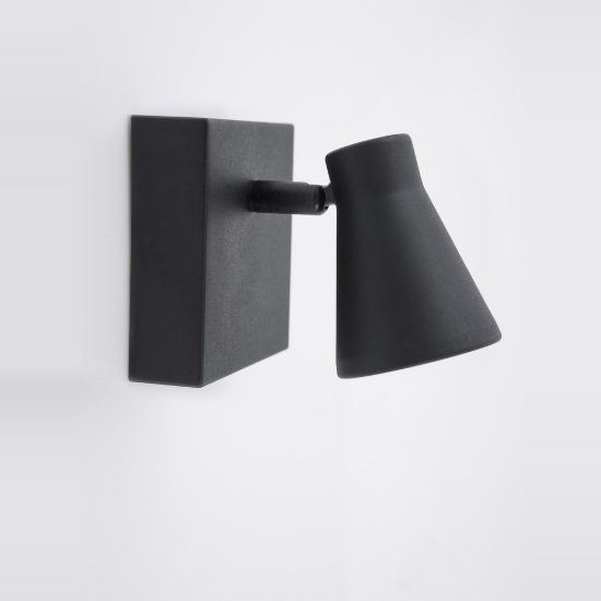 Applique con faretto moderno per disimpegno forma cono nero orientabile