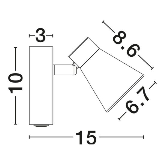 Applique con faretto moderno per disimpegno forma cono nero orientabile