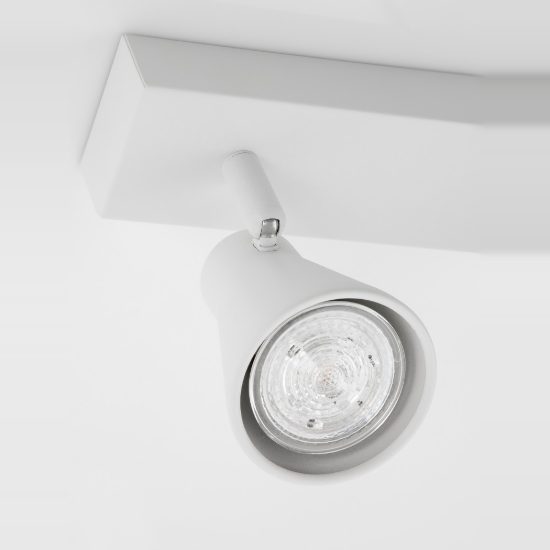 Plafoniera 25cm forma cono bianco con 2 faretti orientabili