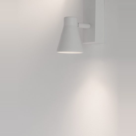 Plafoniera 25cm forma cono bianco con 2 faretti orientabili
